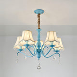 Elegant Modern Cone Iron Crystal Fabric Chandelier – 5/6/8-Light Options