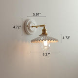 Vintage Japanese Ceramic & Brass 1-Light Wall Sconce Lamp