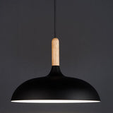Modern Metal and Wood Dome Pendant Light — 1-Light, Wooden Top