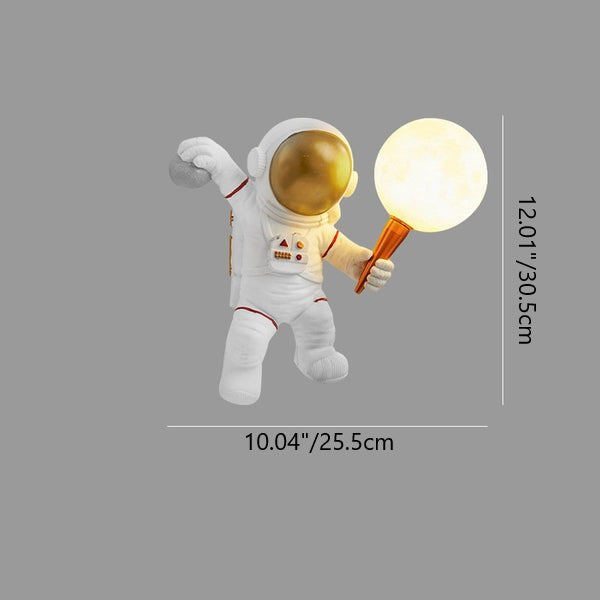 Creative Contemporary Cartoon Astronaut Wall Sconce - 1-Light Bedroom Lamp (Resin & ABS)