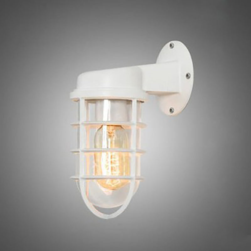 Sleek Contemporary Industrial Aluminum Round Cage 1-Light Waterproof Wall Sconce for Entryway