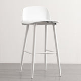 Sleek Modern Minimalist Rectangular Carbon Steel Bar Stool with Plastic Backrest for Dining Room