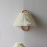 Sleek Contemporary Solid Wood Pleated Semi-Circle 1-Light Wall Sconce Lamp