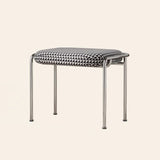Modern Scandinavian Vanity Stool – Square, Cotton-Linen Upholstery, Stainless Steel Frame, Backless, for Bedroom