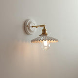Vintage Japanese Ceramic & Brass 1-Light Wall Sconce Lamp