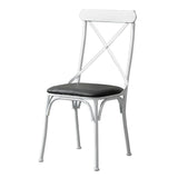 Contemporary Industrial PU Leather, Wood & Iron Dining Chair & Table Set with Square X-Back for Dining Room