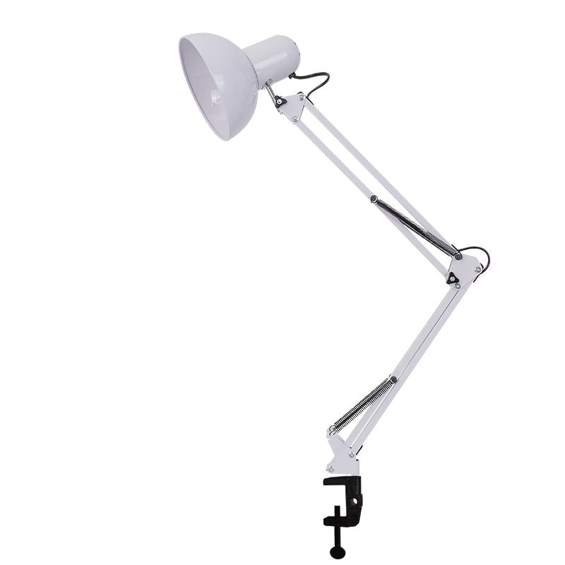 Modern Minimalist Retractable Long-Arm Clip Table Lamp – Iron & ABS, 1-Light Bedside Bedroom Lamp