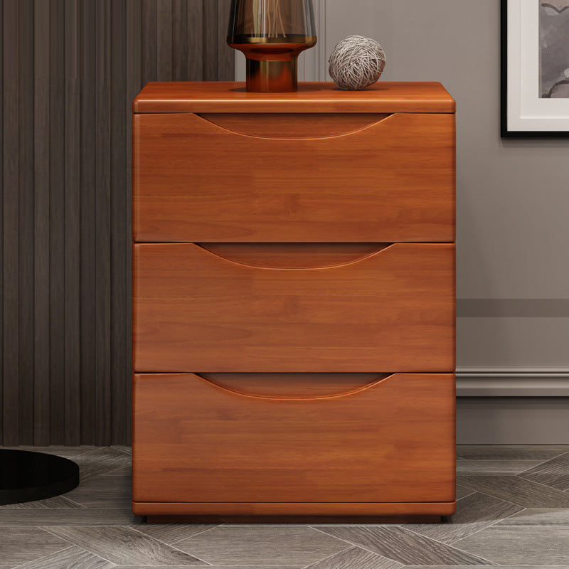 Traditional Japanese-Style Rectangular Nightstand with Rubber Wood & Metal – 2/3-Drawer Bedside Table