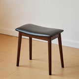 Sleek Modern Minimalist Rectangular Vanity Stool in Soft PU Leather with Wood Base – Ideal Bedroom Accent