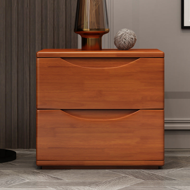 Traditional Japanese-Style Rectangular Nightstand with Rubber Wood & Metal – 2/3-Drawer Bedside Table
