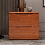 Traditional Japanese-Style Rectangular Nightstand with Rubber Wood & Metal – 2/3-Drawer Bedside Table