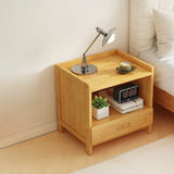 Sleek Modern Minimalist Rectangular Bamboo Nightstand with One-Third Drawer for Bedroom