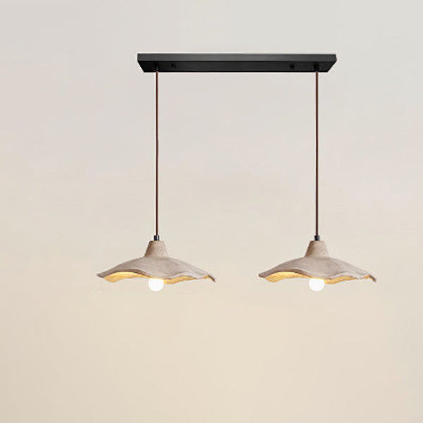Japanese Vintage Flower-Shaped Cement Lampshade Island Light Chandelier - 1/2/3-Light