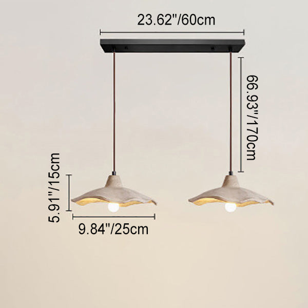 Japanese Vintage Flower-Shaped Cement Lampshade Island Light Chandelier - 1/2/3-Light