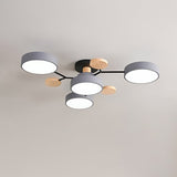 Contemporary Scandinavian LED Ceiling Light with Round Molecule Branch Design, Semi-Flush Mount for Living Room