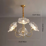 Elegant Modern Art Deco Gold-Finish Frame with Lotus Leaf Glass Shade, 3/6-Light Living Room Chandelier