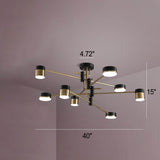 Sleek Modern Minimalist Black & Gold 4-8 Light Semi-Flush Mount Ceiling Light
