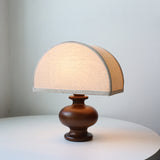 Japanese Wabi-Sabi Vintage Solid Wood Table Lamp with Fabric Shade, 1-Light