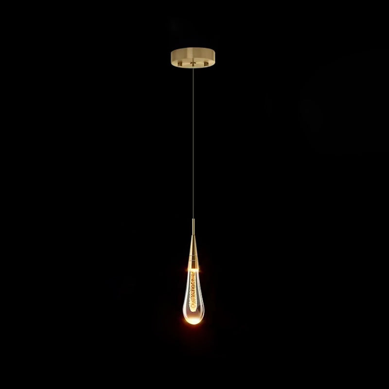 Contemporary Scandinavian Water-Drop Crystal LED Chandelier – Iron & Aluminum for Bedroom