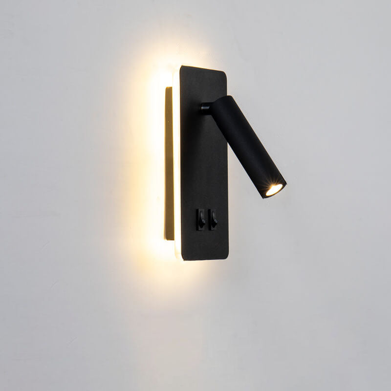 Nordic Minimalist Square LED Reading Wall Sconce with Rotatable Spotlight