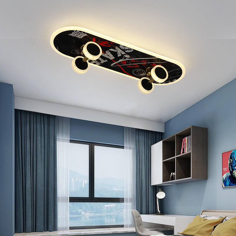 Creative Cartoon Skateboard LED Kids’ Flush Mount Ceiling Light – Acrylic Ceiling Fixture