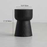 Traditional Japanese Wabi-Sabi Wood End Table with Geometric Design - Living Room Accent