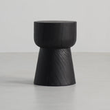 Traditional Japanese Wabi-Sabi Wood End Table with Geometric Design - Living Room Accent