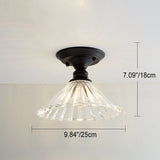 Chic Nordic Vintage Glass Floral Round Geometry 1-Light Semi-Flush Mount Ceiling Light