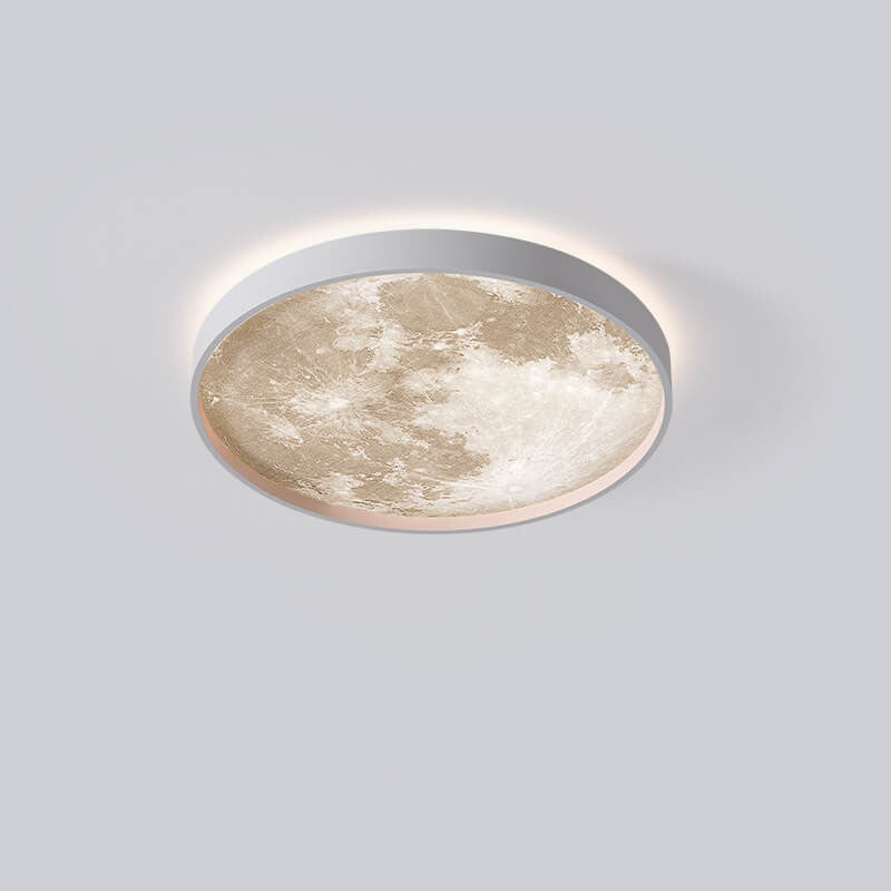Nordic Moon Round LED Flush Mount Ceiling Light — Creative Minimalist Design with Soft Ambient Glow
