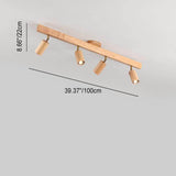 Japanese Minimalist Wooden LED Track Lighting, 2/3/4/5-Light, Semi-Flush Mount Ceiling Light