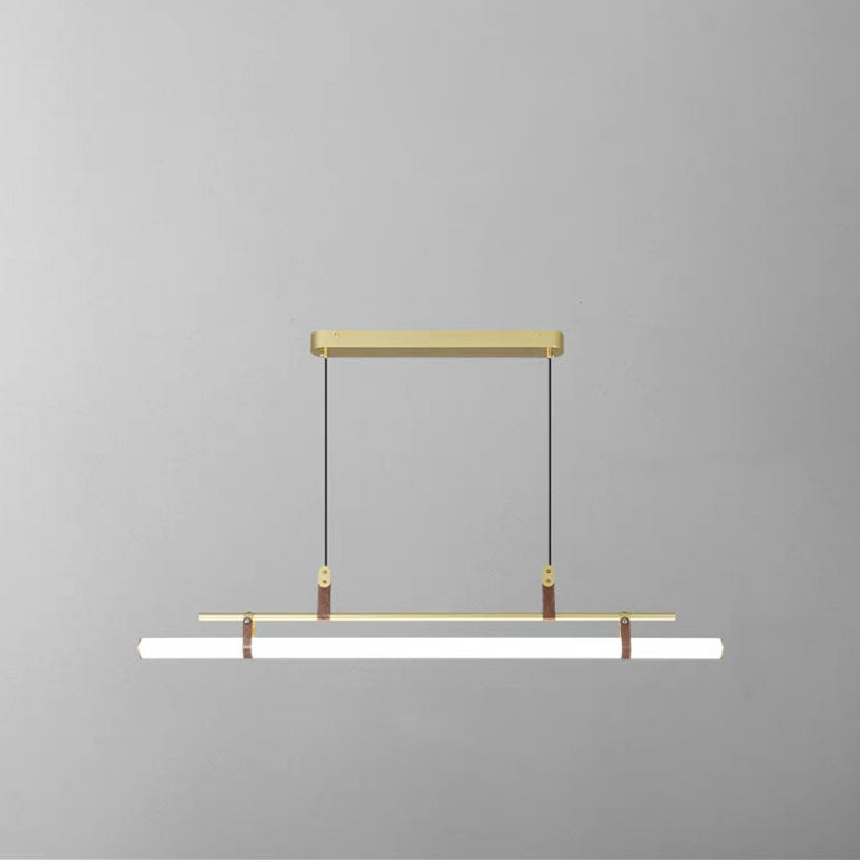 Sleek Nordic Minimalist Long Leather-Strip LED Island Light Chandelier