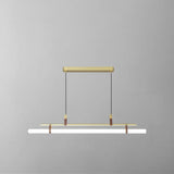 Sleek Nordic Minimalist Long Leather-Strip LED Island Light Chandelier