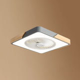 Nordic Macaron Square Wood LED Flush-Mount Ceiling Fan Light - Modern Minimalist Design
