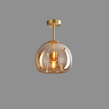 Elegant Nordic Luxury Round Glass Ball 1-Light Semi-Flush Mount Ceiling Light