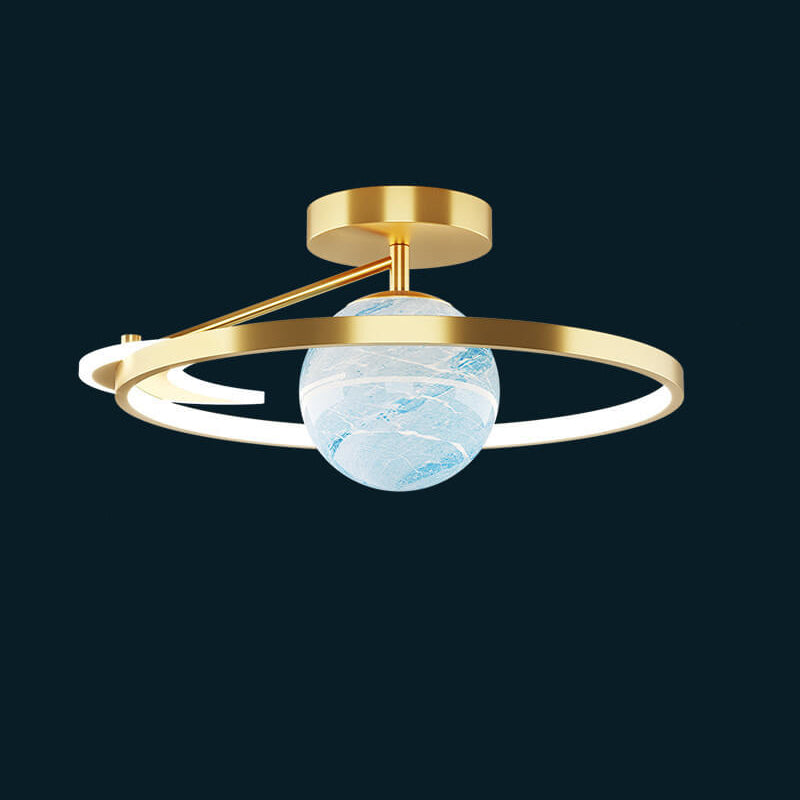 Sleek Modern Space Planet Globe LED Ceiling Light - Semi-Flush Mount