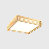Nordic Solid Wood Square LED Tatami-Style Flush Mount Ceiling Light
