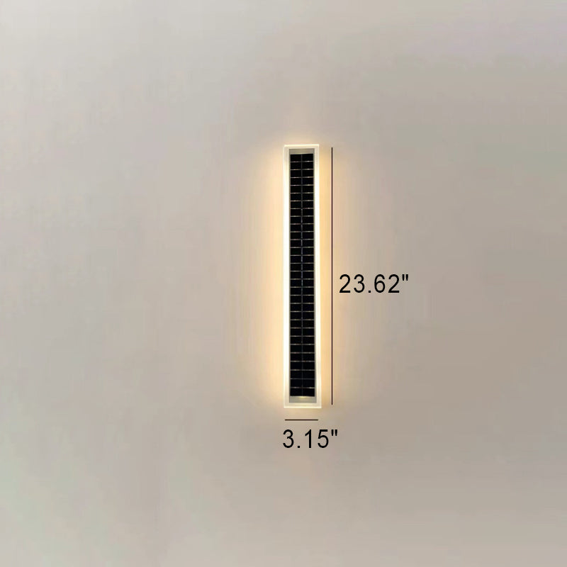 Sleek Minimalist Outdoor Solar LED Rectangular Strip Wall Sconce Lamp - Waterproof Patio Lighting