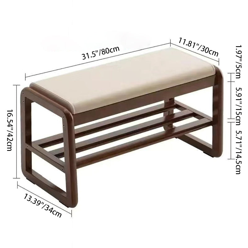 Sleek Contemporary Scandinavian Rectangular Solid-Wood Shoe Storage with 1 Shelf - Entryway Organizer