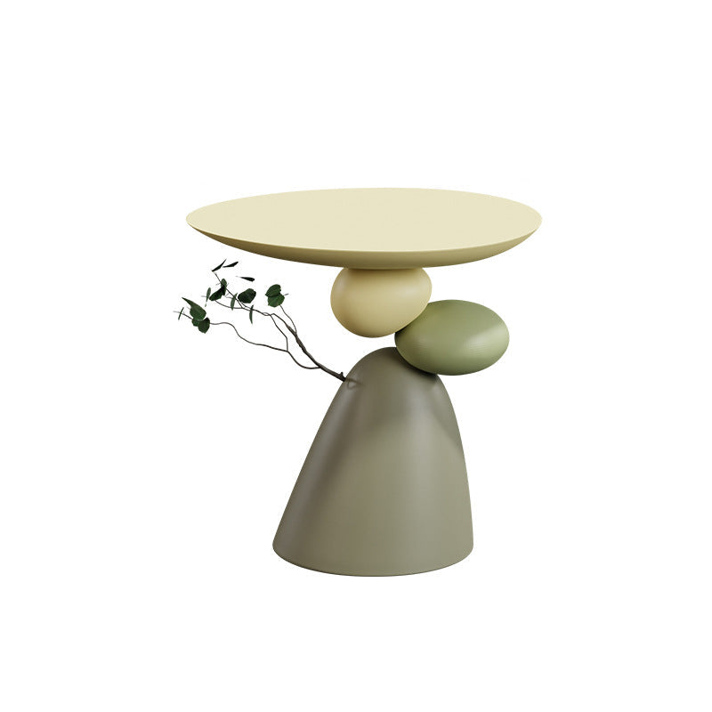 Contemporary Resin End Table with Round Elliptical Branch Slab – Modern Bedroom Accent
