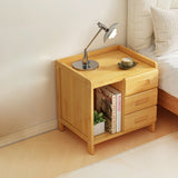 Sleek Modern Minimalist Rectangular Bamboo Nightstand with One-Third Drawer for Bedroom