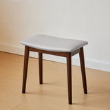 Sleek Modern Minimalist Rectangular Vanity Stool in Soft PU Leather with Wood Base – Ideal Bedroom Accent