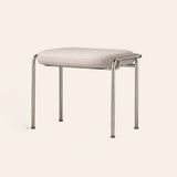 Modern Scandinavian Vanity Stool – Square, Cotton-Linen Upholstery, Stainless Steel Frame, Backless, for Bedroom