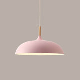 Modern Metal and Wood Dome Pendant Light — 1-Light, Wooden Top