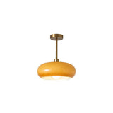 Modern Retro Round Solid-Color Glass Pendant Light with Electroplated Copper Finish — 1-Light, Pendant or Flush Mount