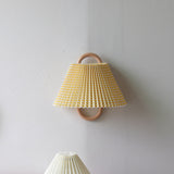Sleek Contemporary Solid Wood Pleated Semi-Circle 1-Light Wall Sconce Lamp