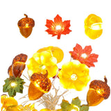 Modern Thanksgiving Maple, Acorn & Pumpkin Decor with 30 LED String Lights