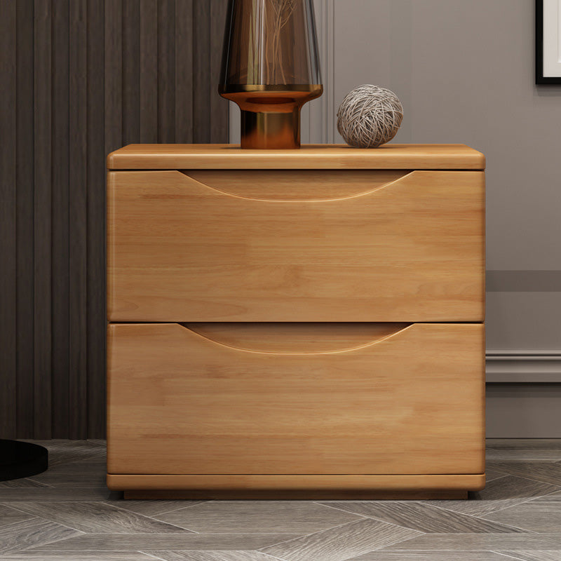 Traditional Japanese-Style Rectangular Nightstand with Rubber Wood & Metal – 2/3-Drawer Bedside Table