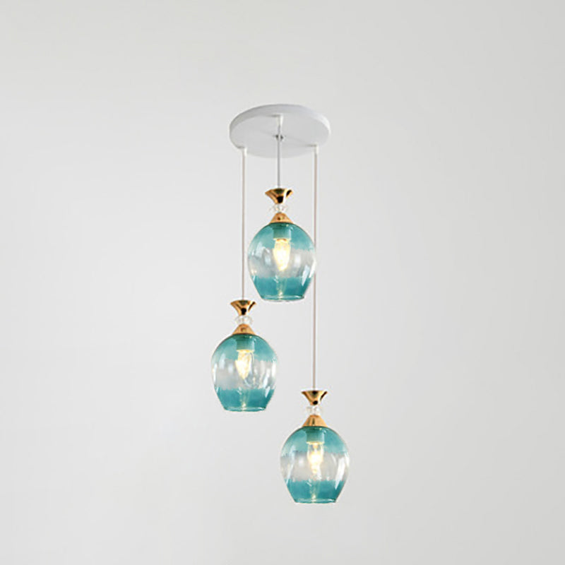 Nordic Gradient Glass Orb Chandelier - 3-Light Modern Pendant