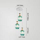 Nordic Gradient Glass Orb Chandelier - 3-Light Modern Pendant