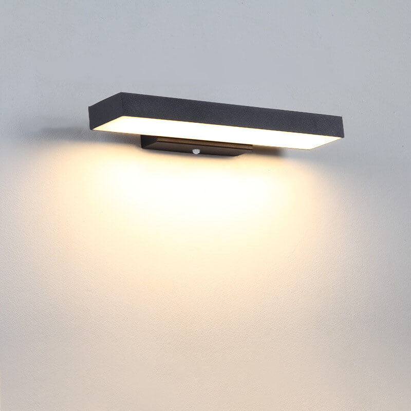 Sleek Modern Minimalist Rectangular Flat LED Sensor Wall Sconce Lamp – Outdoor Waterproof Exterior Lighting